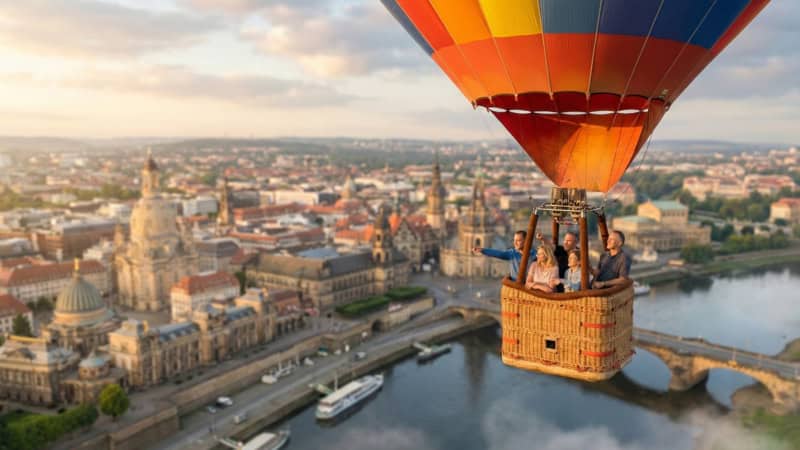 Ballonfahrt durch Dresden mit Ansicht der Altstadt