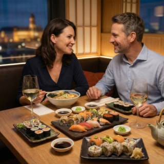 Pärchen in Dresden beim Sushi Abend