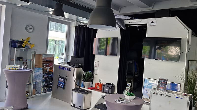 Empfang des Flugsimulators in Frankfurt.