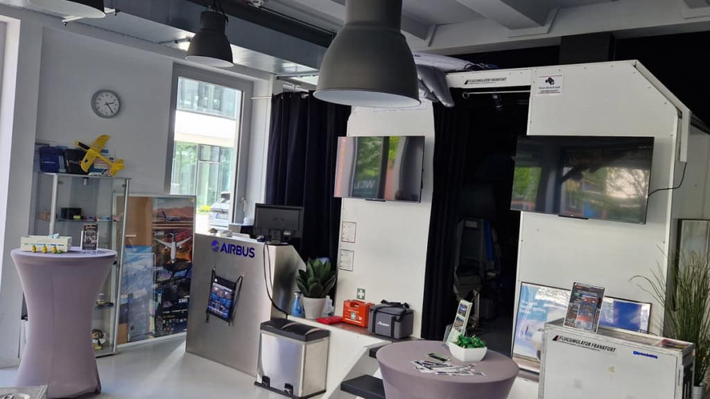 Empfang des Flugsimulators in Frankfurt.
